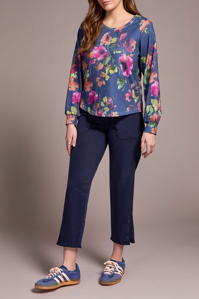 Top, Floral Crew Neck