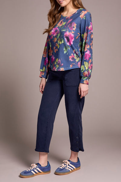 Top, Floral Crew Neck
