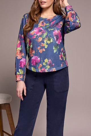 Top, Floral Crew Neck