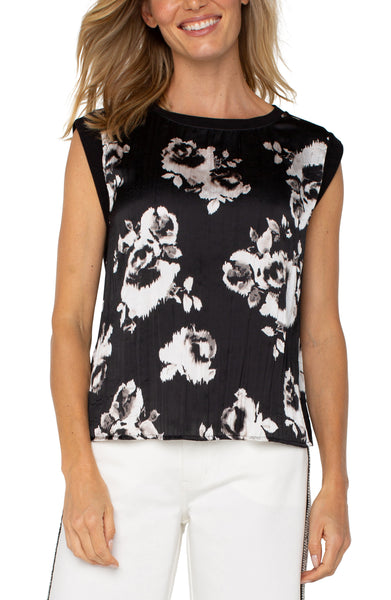 Top, Slvlss Woven B&W