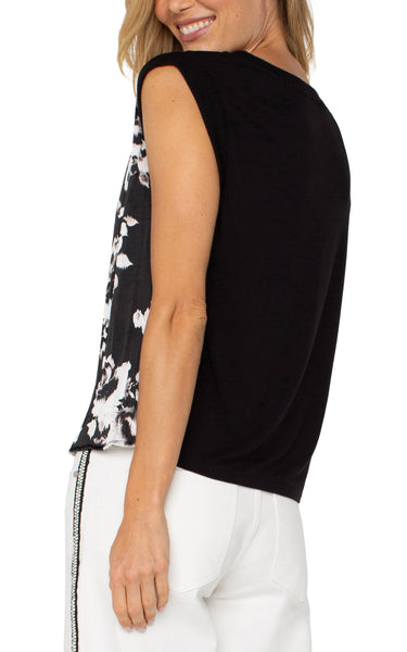Top, Slvlss Woven B&W