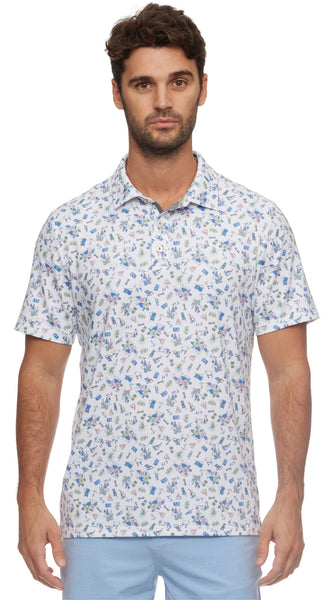 Shirt, Men's Beach Print Polo
