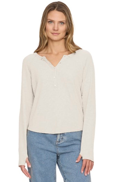 Top, Cambria Embrod. Waffle Henley