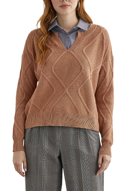 Sweater, Split Neck Knit