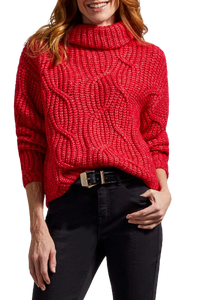 Sweater, Cable Lipstick Red