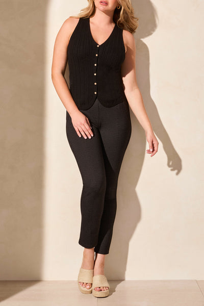 Vest, Sweater Black Wood Buttons