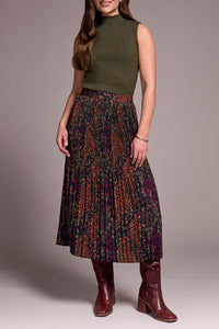 Skirt, Plisse Plumwine