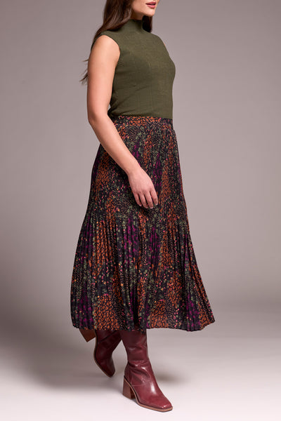 Skirt, Plisse Plumwine