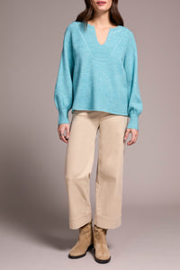 Sweater, Notch Neckline