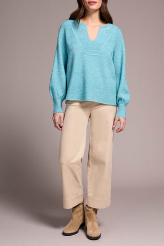 Sweater, Notch Neckline