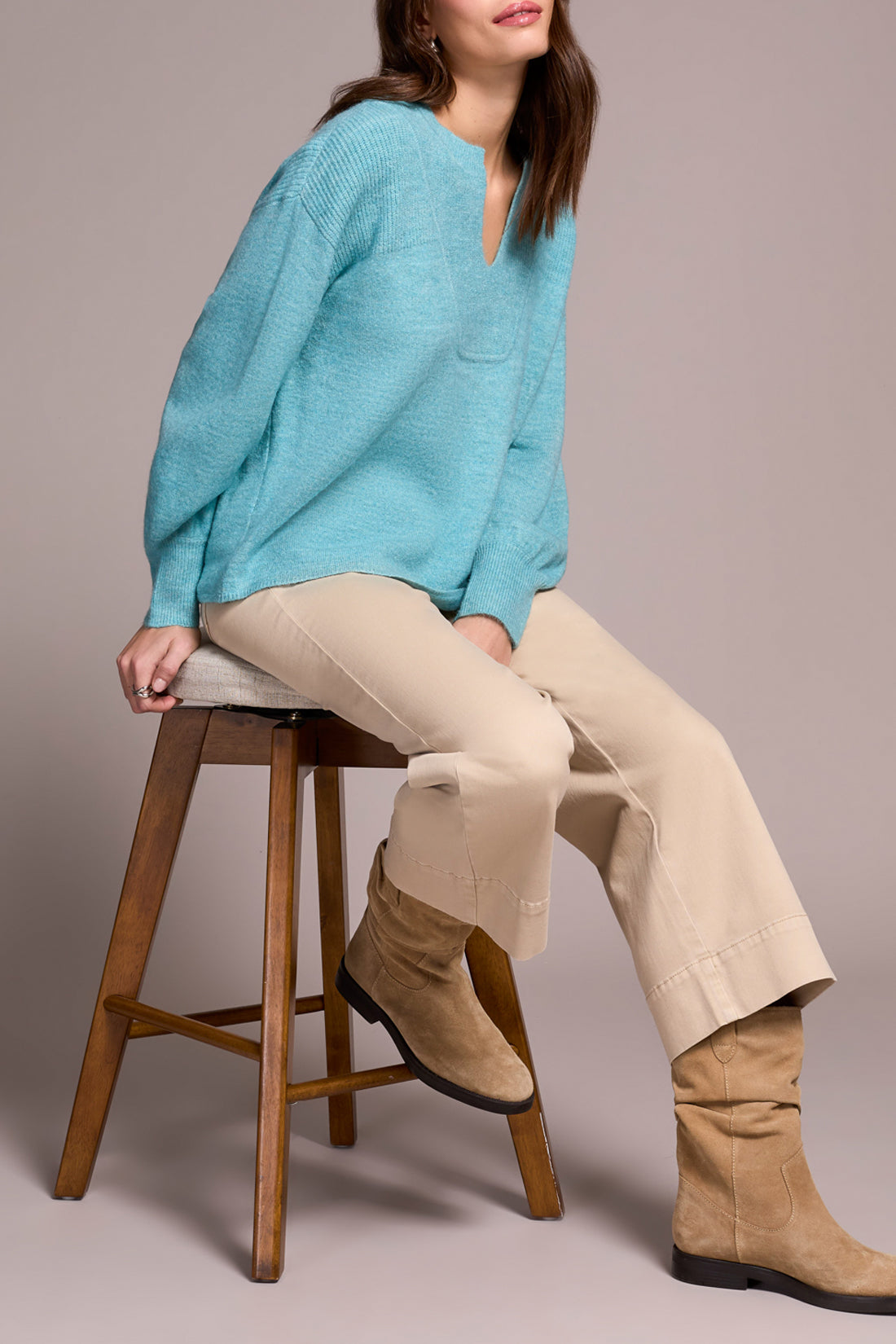 Sweater, Notch Neckline