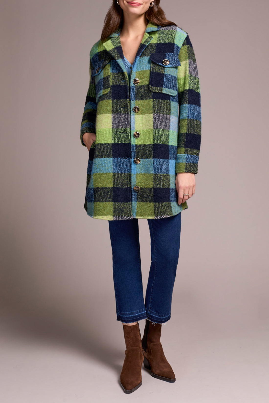 Jacket, Notch Collar Plaid