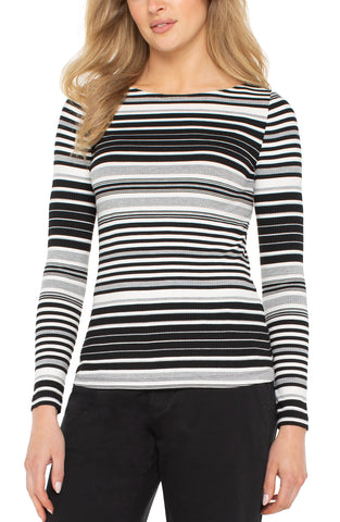 Top, LS Boat Nk Stripe