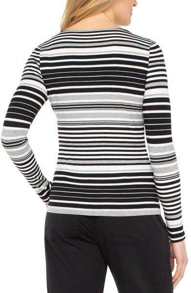 Top, LS Boat Nk Stripe