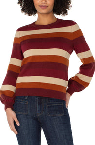 Sweater, LS Crew Burg Stripe