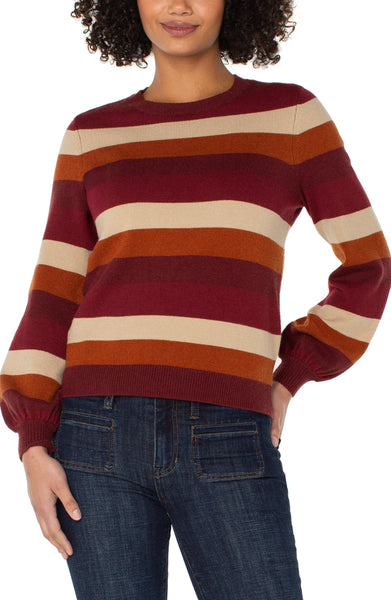 Sweater, LS Crew Burg Stripe