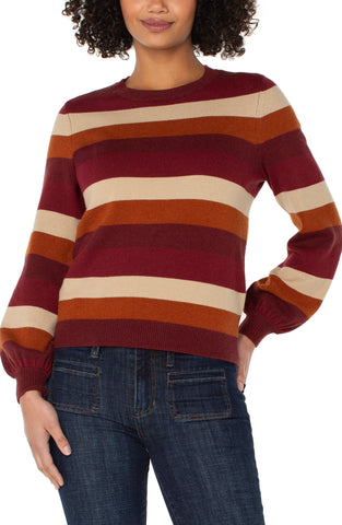 Sweater, LS Crew Burg Stripe