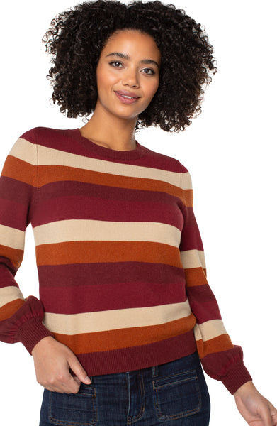 Sweater, LS Crew Burg Stripe