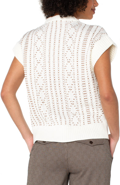 Top, Cap Slv Zip Vest