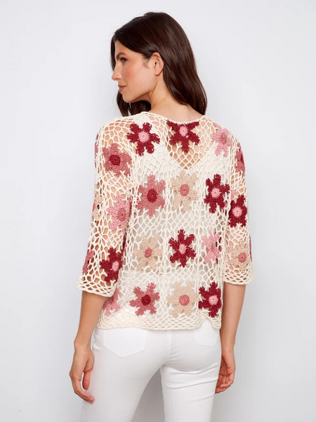Sweater, Crochet Carnation