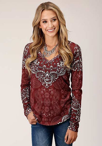 Paisley Sweater Knit Top