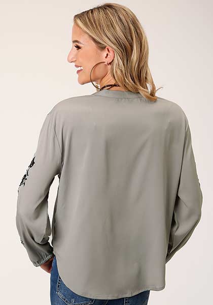 Grey Embroidered Blouse