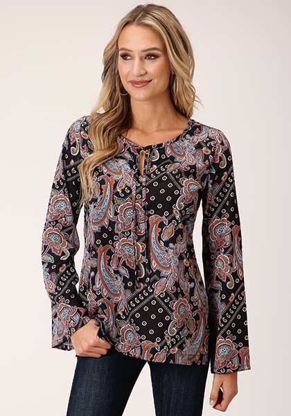 Black Floral Tie Top