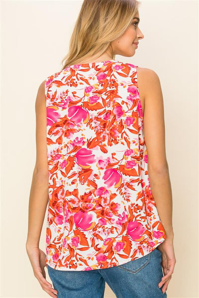 Pink Floral Sleeveless
