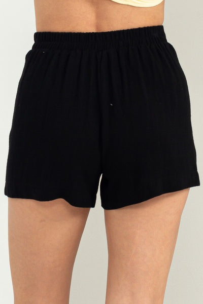 Linen Look Black Shorts
