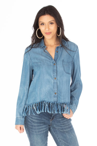 Tencel Shirt W/Tassel Fringe